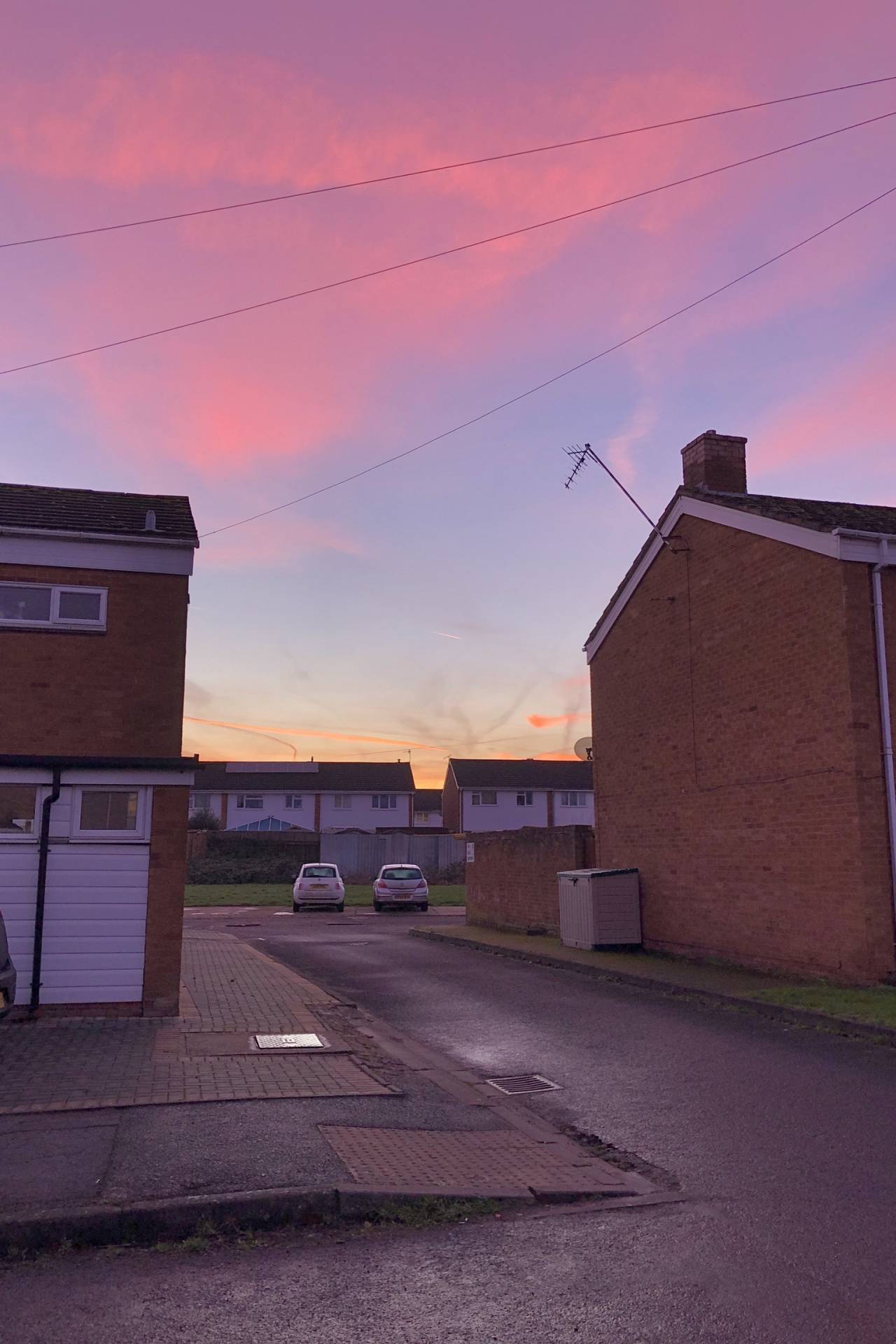 Suburban neighbourhood a few moments before sunset